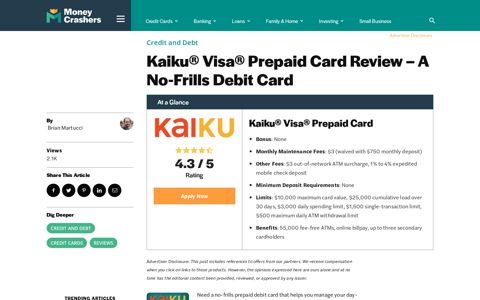 Kaiku Visa Prepaid Card Review - A No-Frills Debit Card