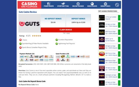 Guts Casino * 40 Free Spins No Deposit Bonus Code (2020)