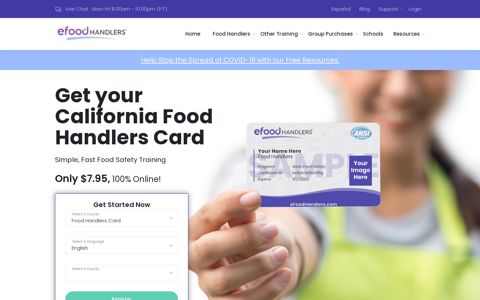 $7.95 | California Food Handlers Card | eFoodHandlers®