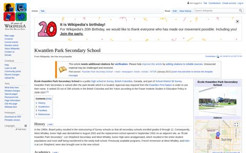 Kwantlen Park Secondary School - Wikipedia