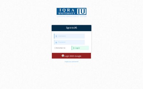 Sign In | IU Learning Management System - Iqra University