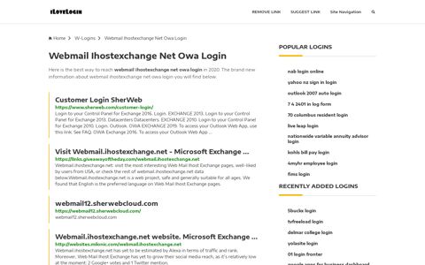 Webmail Ihostexchange Net Owa Login ❤️ One Click Access