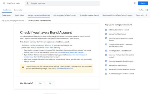 Check if you have a Brand Account - YouTube Help - Google ...