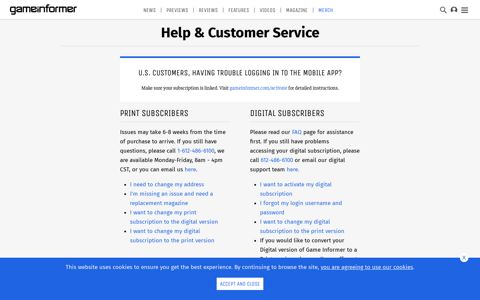Help & Customer Service - Game Informer