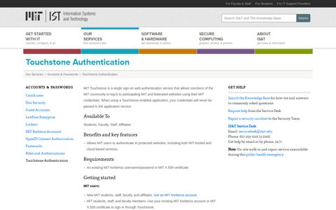 Touchstone Authentication | Information Systems ... - MIT.IST