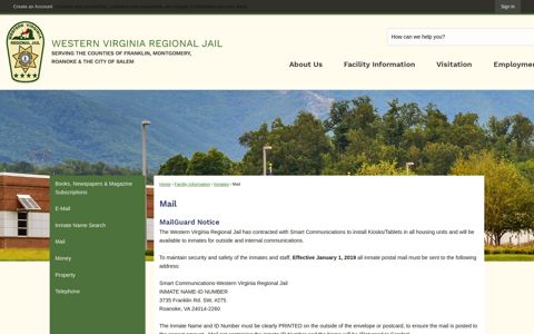 Mail | Western Virginia Regional Jail, VA