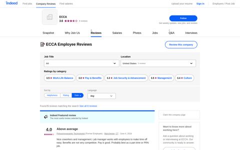 Working at ECCA: Employee Reviews | Indeed.com