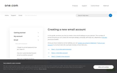 Creating a new e-mail account – Support | one.com