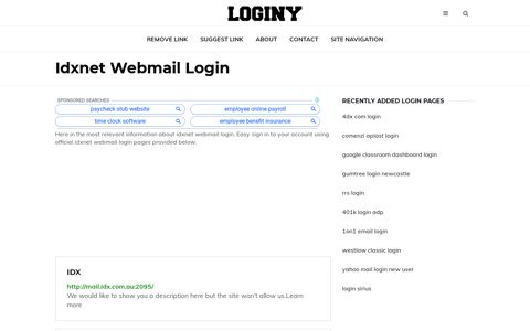 Idxnet Webmail Login ✔️ One Click Login - loginy.co.uk