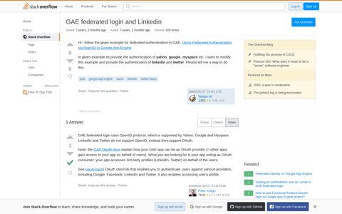 GAE federated login and Linkedin - Stack Overflow