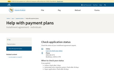 Help with payment plans | FTB.ca.gov