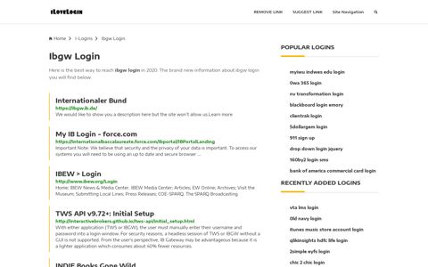 Ibgw Login ❤️ One Click Access - iLoveLogin
