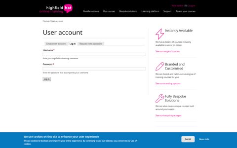 User account | Highfield e-learning