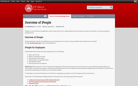 Overview of iPeople | IT Help - Illinois State
