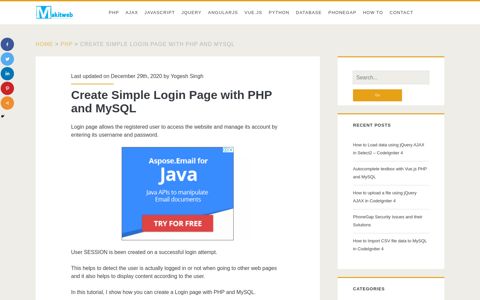 Create Simple Login Page with PHP and MySQL - Makitweb