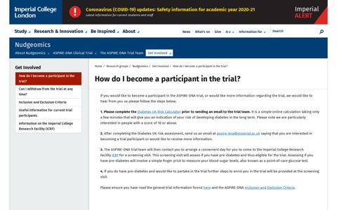 How do I become a participant in the trial? - Imperial College ...