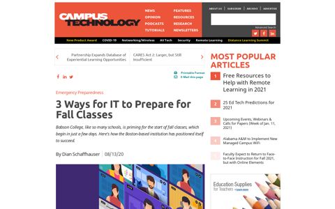 3 Ways for IT to Prepare for Fall Classes -- Campus Technology