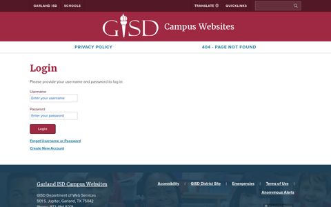 Login: Garland ISD Campus Websites - Garland ISD