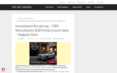 recruitment.firs.gov.ng - FIRS Recruitment 2018 Portal is now ...