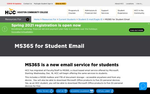 MS365 for Student Email | Houston Community College - HCC
