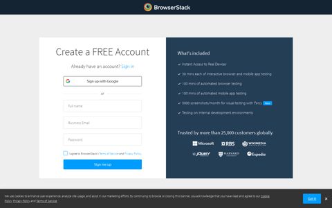 Sign up - BrowserStack