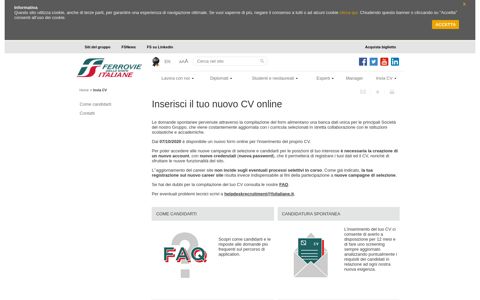 Invia CV - Gruppo FS Italiane