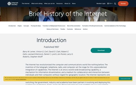 Brief History of the Internet | Internet Society