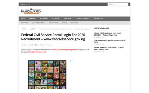 Federal Civil Service Portal Login For 2020 Recruitment ...