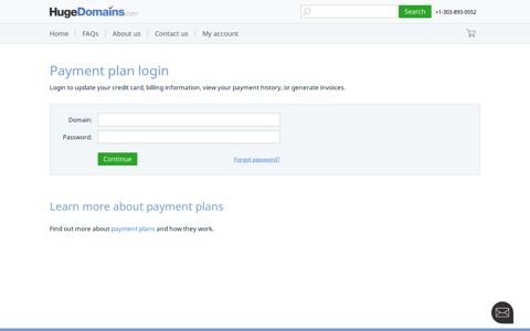 Payment Plan Login - HugeDomains.com