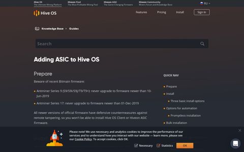 Adding ASIC to Hive OS | Hive OS