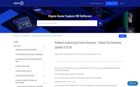 Problem Authorizing Twitch Accounts - Solved Via ... - Elgato