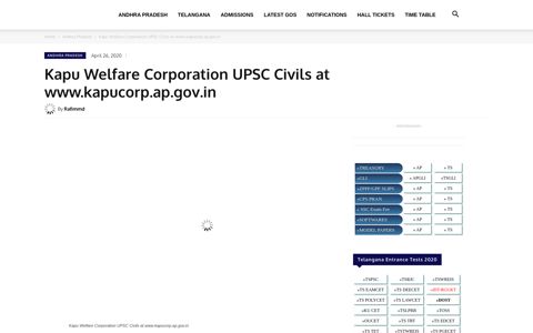 Kapu Welfare Corporation UPSC Civils at www.kapucorp.ap ...