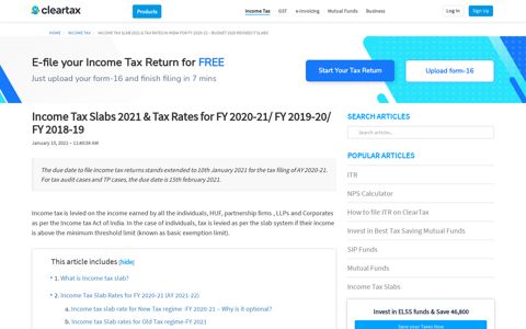 Income Tax Slabs - ClearTax