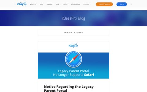 Notice Regarding the Legacy Parent Portal - iClassPro Class ...