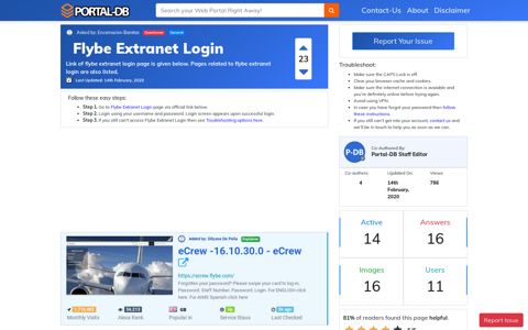 Flybe Extranet Login - Portal Homepage
