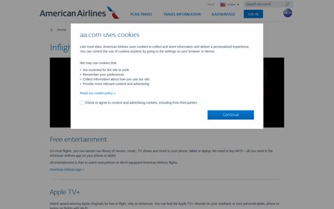 Inflight entertainment − Travel information − American Airlines
