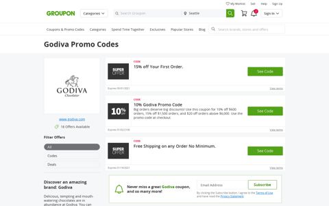 Godiva Promo Codes & Coupons December 2020 - Groupon