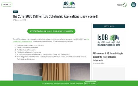 The 2019-2020 Call for IsDB Scholarship Applications is now ...
