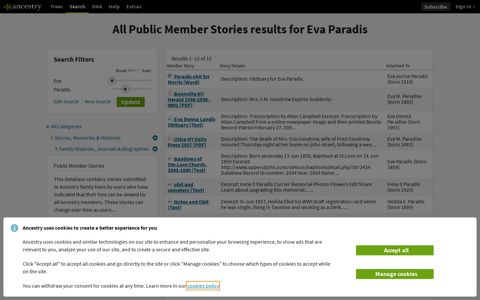 Eva Paradis - Public Member Stories - Ancestry.co.uk