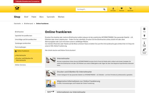 Online frankieren | Shop Deutsche Post