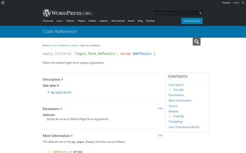 Plugin API/Filter Reference/login form defaults « WordPress ...