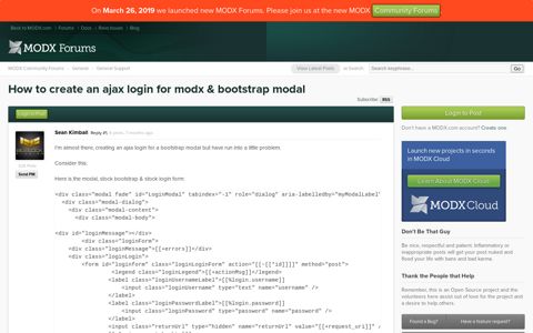 How to create an ajax login for modx & bootstrap modal ...
