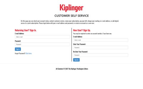 Renew Your Subscription - Kiplinger Customer Self Service
