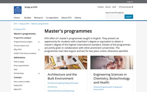 Master's programmes | KTH | Sweden