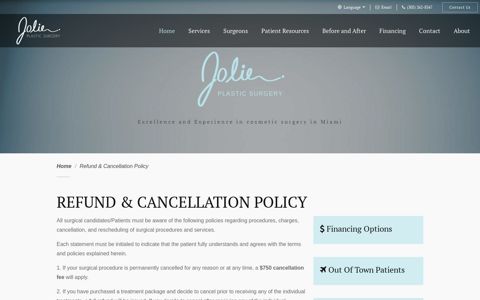 Cancellation Policy | Jolie Plastic Surgery