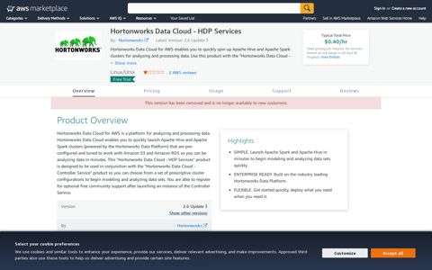 AWS Marketplace: Hortonworks Data Cloud - HDP Services