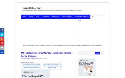 IMT Admission List 2020/2021 Academic Session | Portal ...