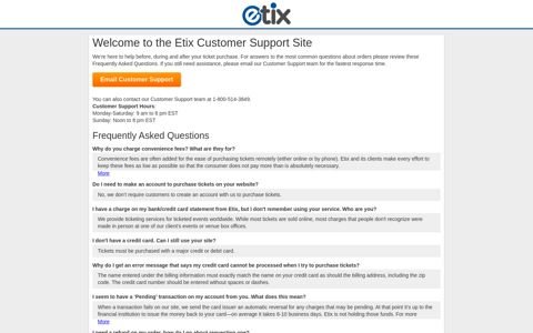 Etix.com Customer Support and FAQs
