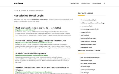 Hostelsclub Hotel Login ❤️ One Click Access - iLoveLogin