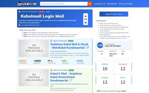 Kabelmail Login Mail - Logins-DB
